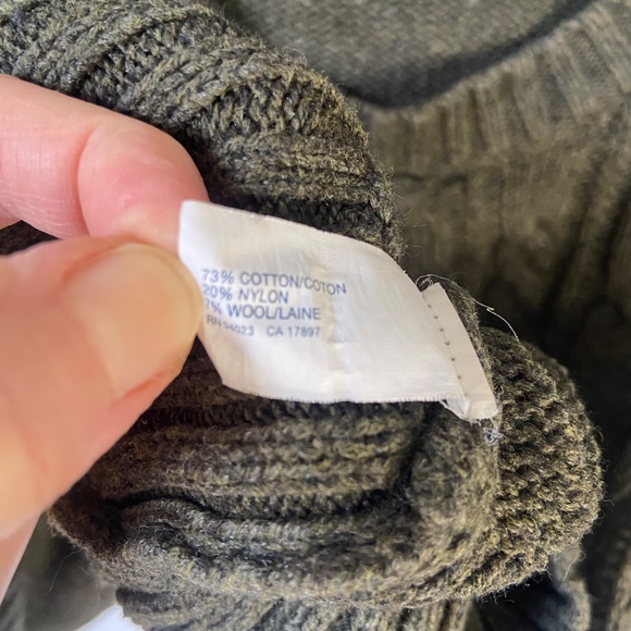 GAP Dark Green Cable Cotton Blend Sweater Long Sleeve Holiday Sweater Medium - Picture 3 of 5